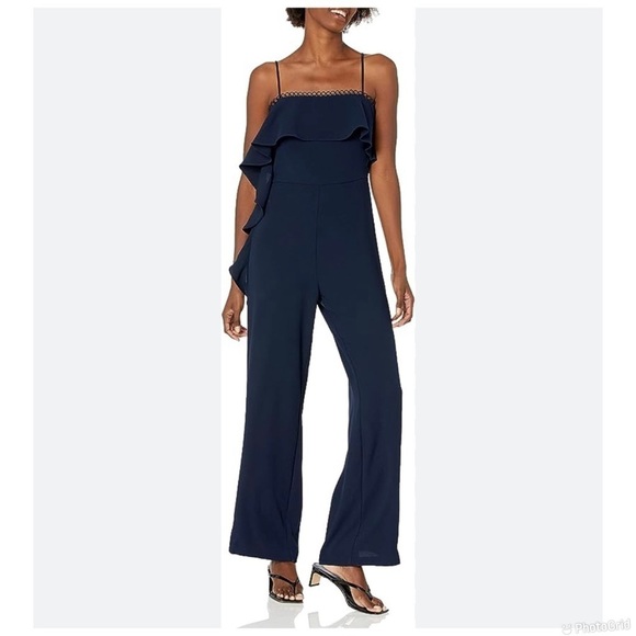 Monique Lhuillier Ruffle Sleeveless Jumpsuit - Picture 1 of 10